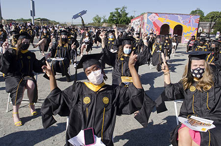 M.S.W. students celebrate at their 2021 Commencement ceremony at Richmond's City Stadium